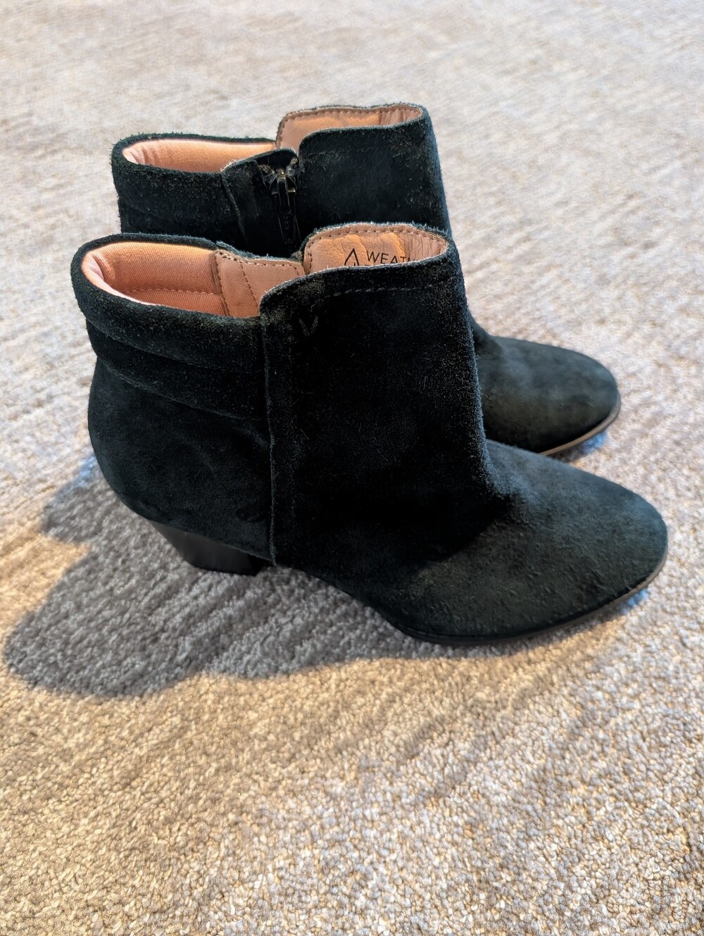 Vionic Jessie Women's Black Suede Ankle Booties - Classic Side Zip - 9